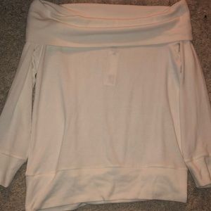 cupcakes and cashmere off the shoulder sweater